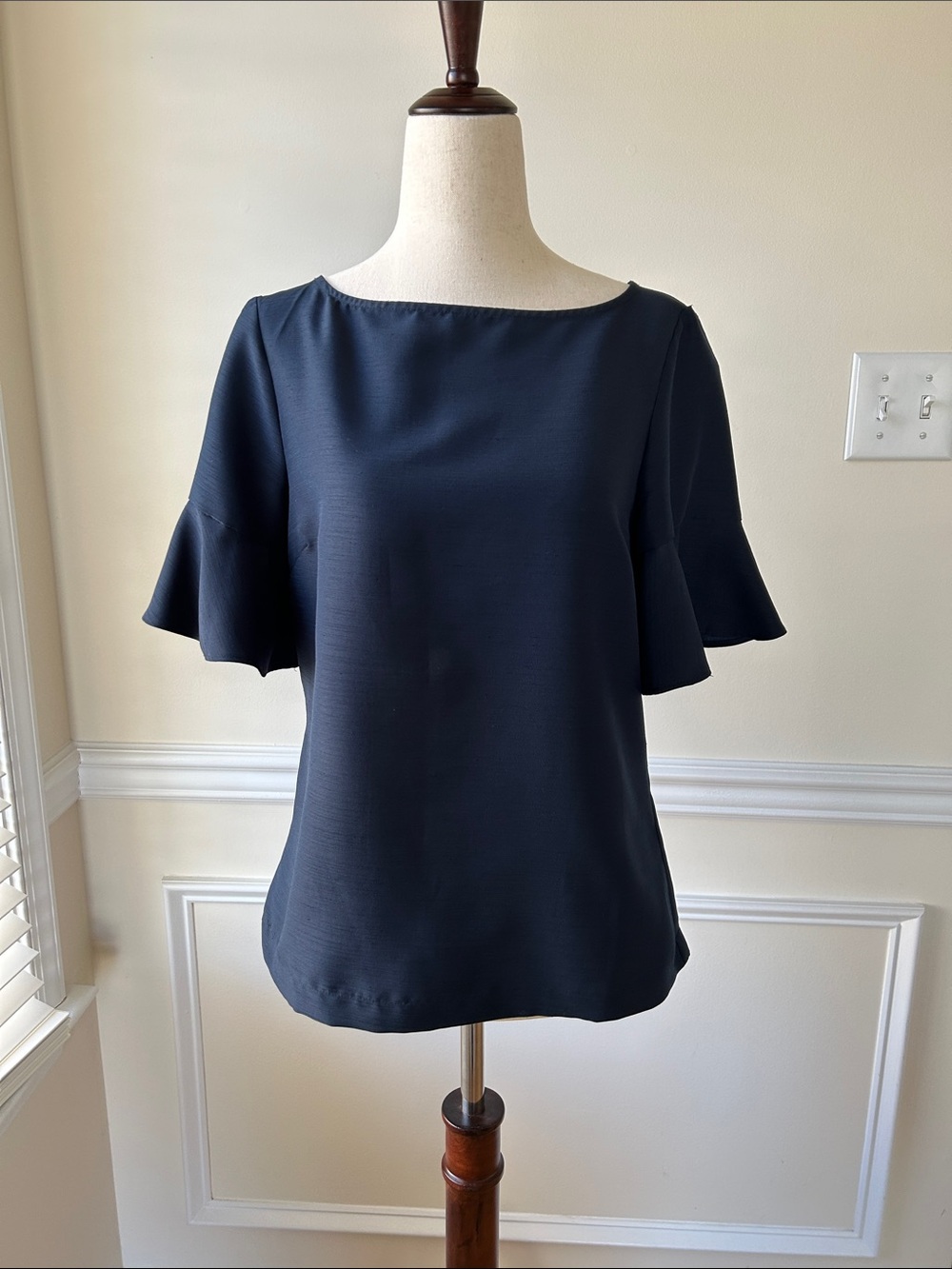 Brooks Brothers Navy Ruffle Sleeve Blouse